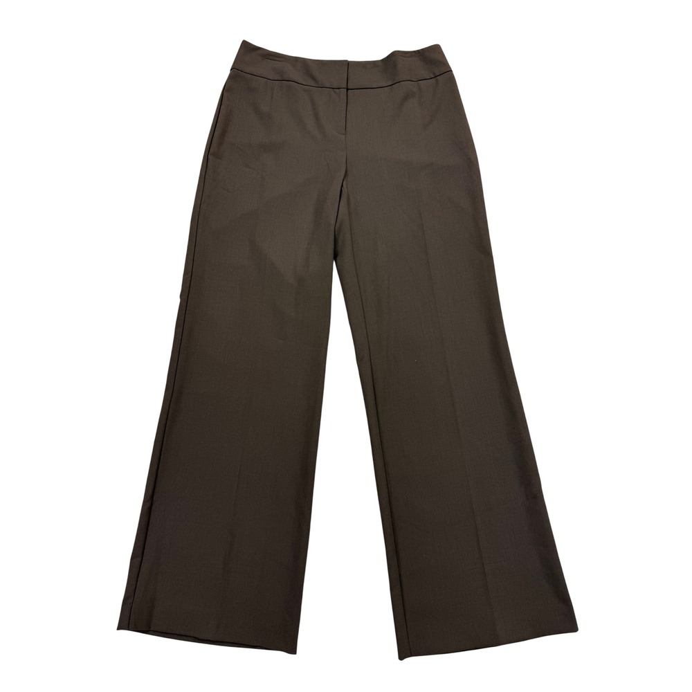 IZOD Dress Pants Womens 8 Brown NWT Slimming Tummy Panel Wide Leg Trousers